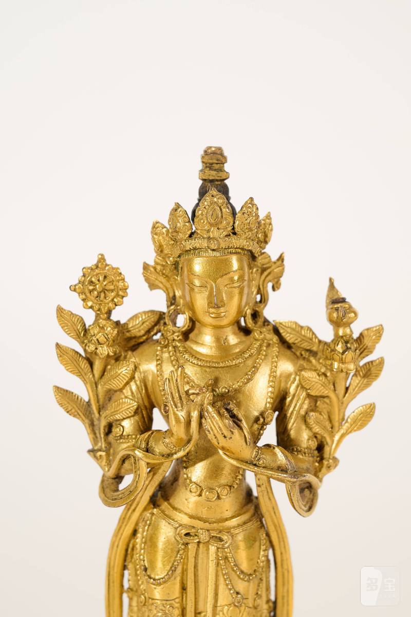 Lot913 清乾隆 铜鎏金弥勒菩萨 - 图3